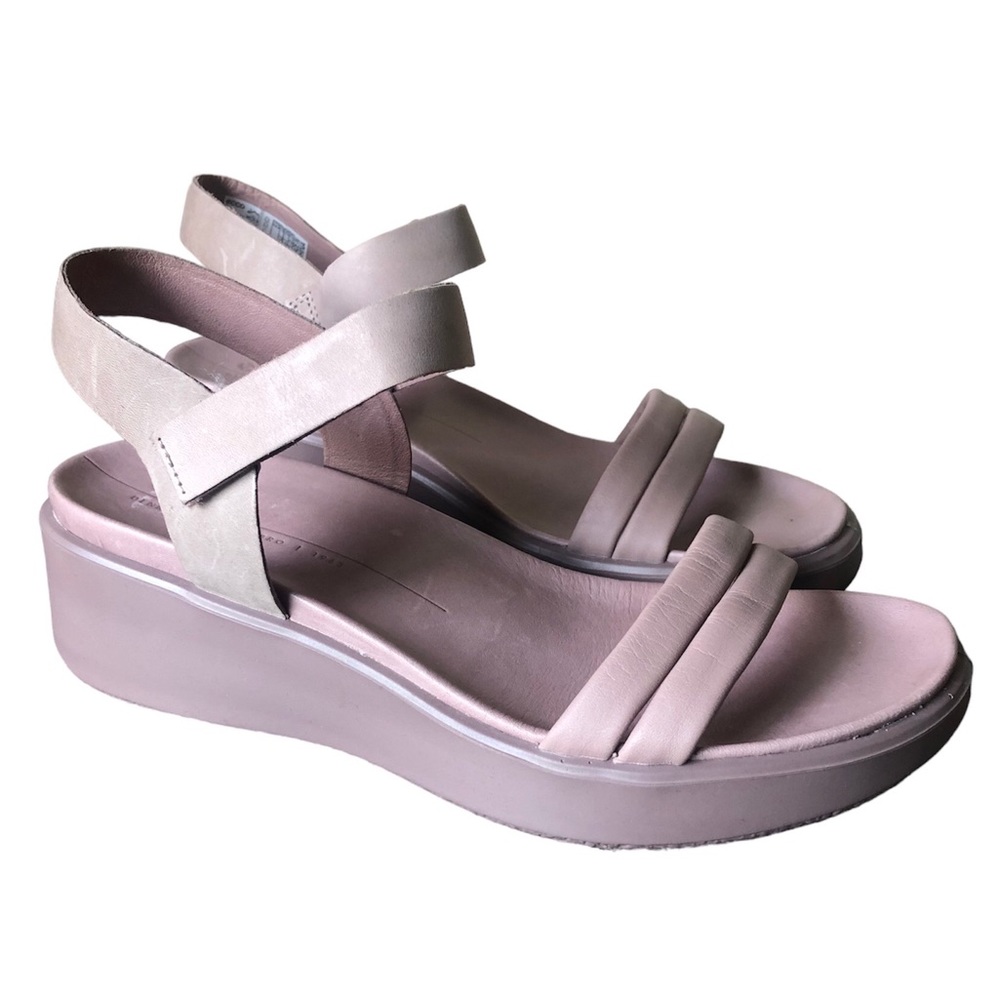 Ecco Pink and Cream Wedges with Comfortable Platform